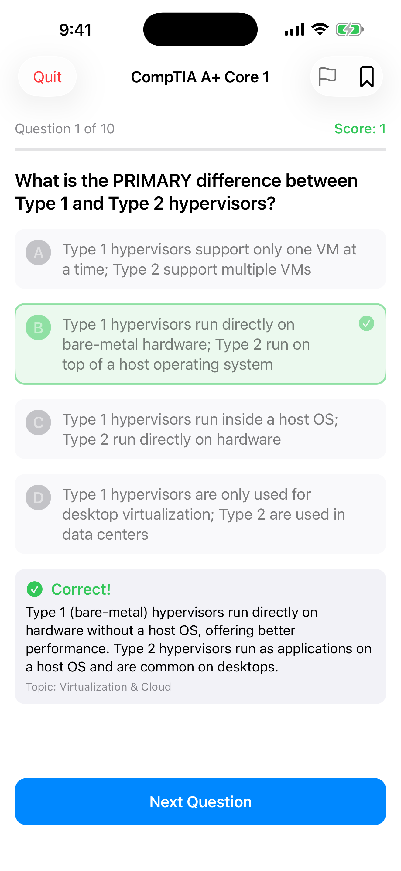 Cert IT Trainer answer explanation on iPhone
